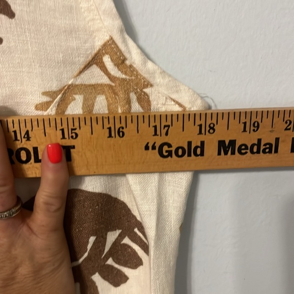 AB NAHILK Sleeveless Linen Dress Midi Triangle Keyhole EYES Cream Sz 10 - Picture 6 of 7